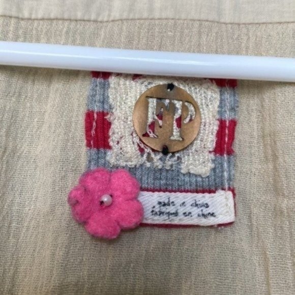 Free People Bavarian Boho Gauze Top Sand - Picture 3 of 5